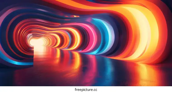 Futuristic Tunnel with Neon Lights