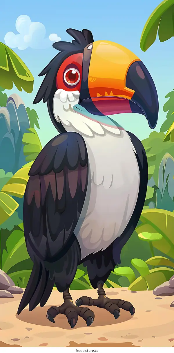 Cartoon Toucan in Tropical Jungle
