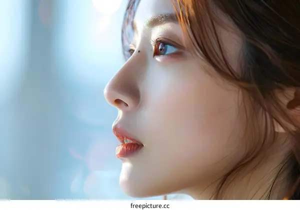 Closeup Portrait of a Woman with Brown Hair