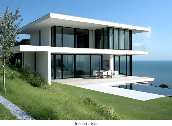 Modern White House with Pool and Ocean View