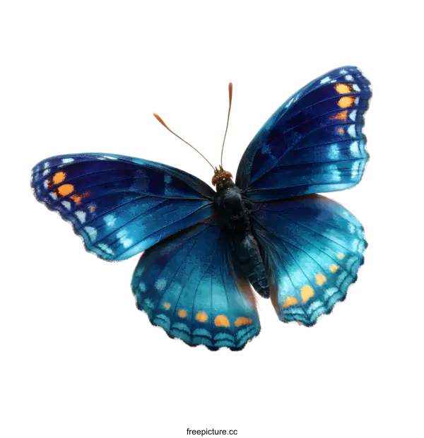 [Transparent Background PNG]Beautiful Blue Butterfly in Flight