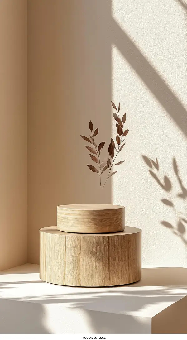 Wooden Display Stand with Dried Branches