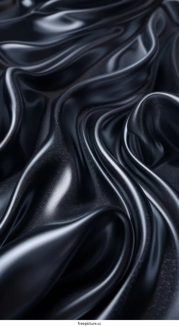 Black silk fabric with waves
