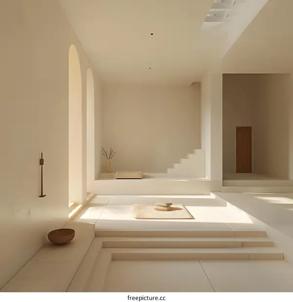 Minimalist Interior Design With White Walls and Wooden Elements