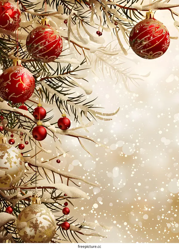 Christmas Tree With Red And Gold Ornaments