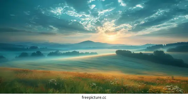 Misty Morning in the Countryside