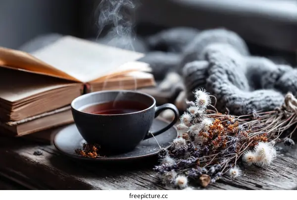 Cozy Autumn Afternoon with Tea and Books