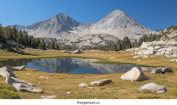 Alpine Lake at the Foot of Majestic Mountains