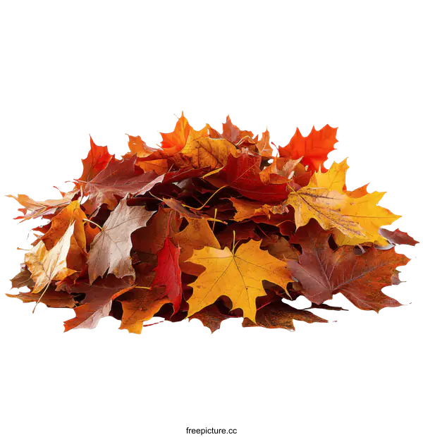 [Transparent Background PNG]Autumn Leaves Pile on White Background