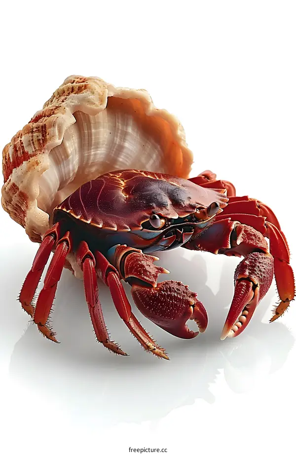 red crab in a shell