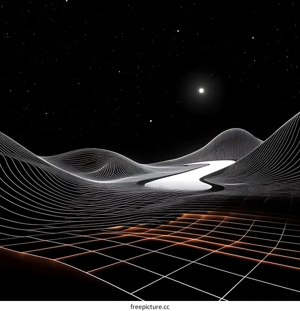 Abstract Futuristic Landscape at Night