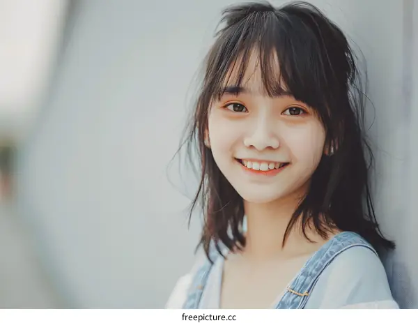 Portrait of a Smiling Asian Teen Girl