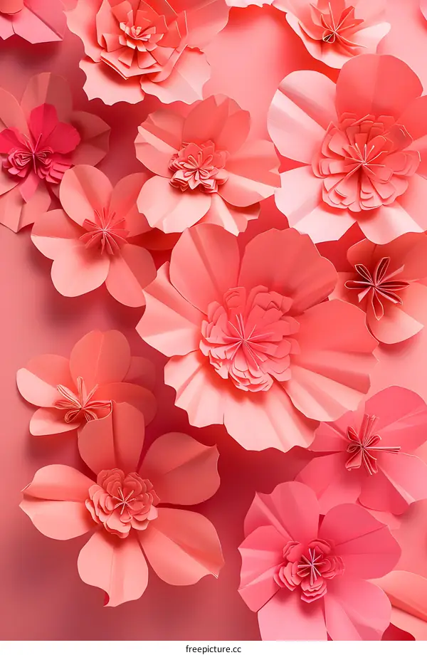 Pink Paper Flowers on Pink Background