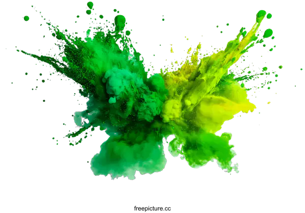 [Transparent Background PNG]Abstract Explosion of Green and Yellow Colors