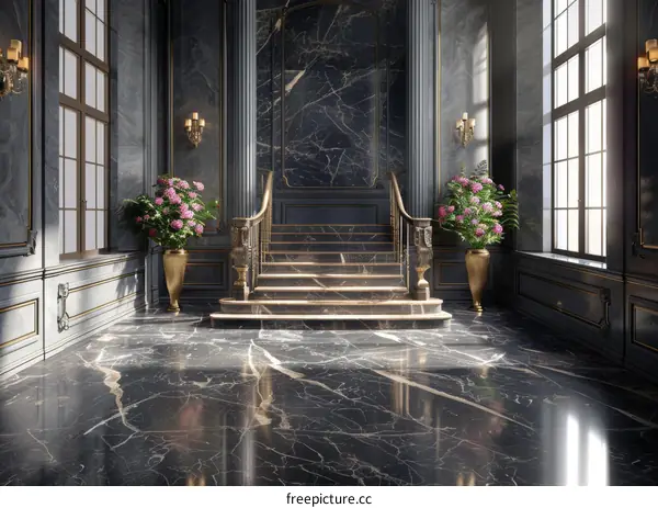 Luxurious Marble Staircase in Modern Interior Design