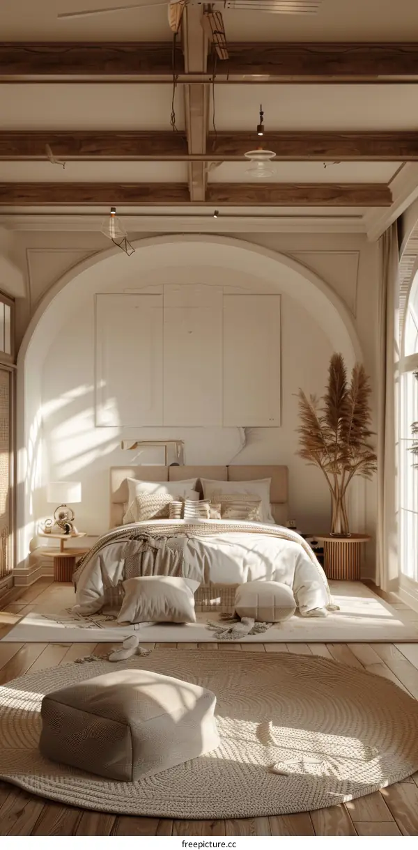 Beige Bedroom Interior Design with Natural Light