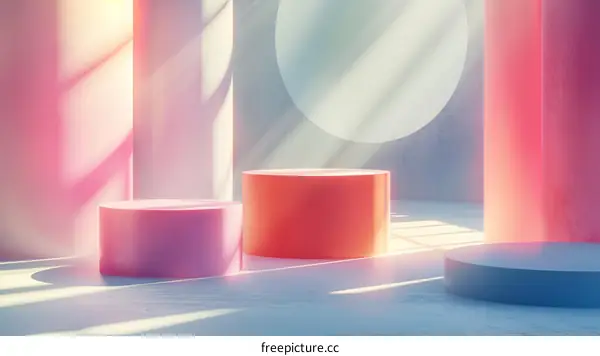 Pastel Podiums with Pink and Blue Gradient Background