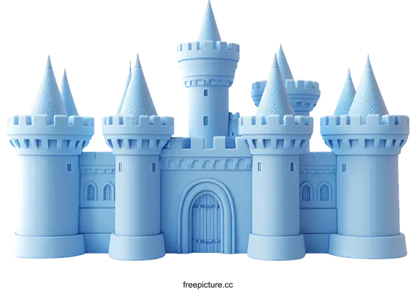 [Transparent Background PNG]Light Blue Fantasy Castle Illustration