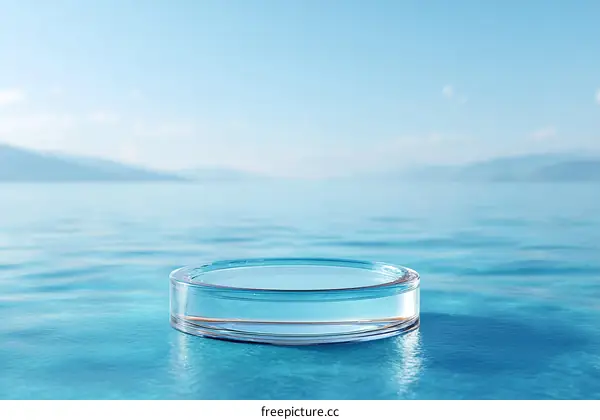 Abstract Clear Glass Display Platform on Water
