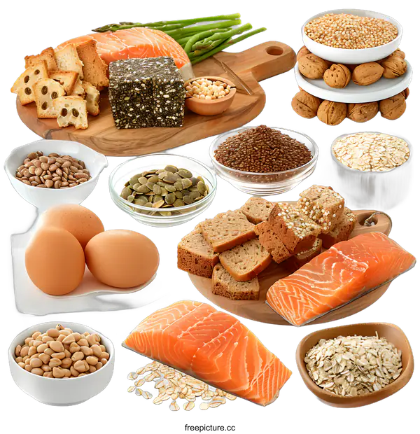 [Transparent Background PNG]Collection of Healthy Food Items on White Background