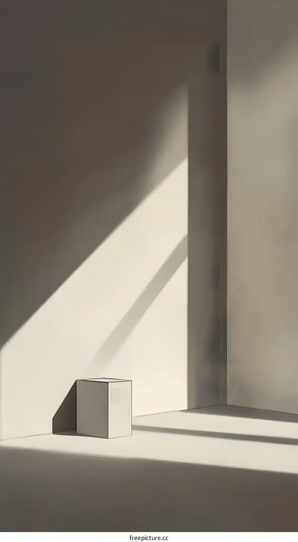 Simple Minimalist Illustration Of A White Box In A Room With Sunlight