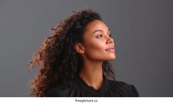 Close-up Portrait of a Woman with Curly Hair