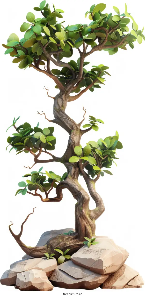 Enchanted Tree with Twisted Rocks