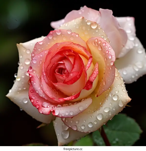 Raindrops on a Multicolor Rose
