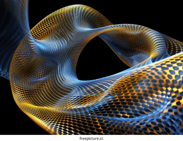 Blue and orange glowing 3D rendering of a complex parametric surface