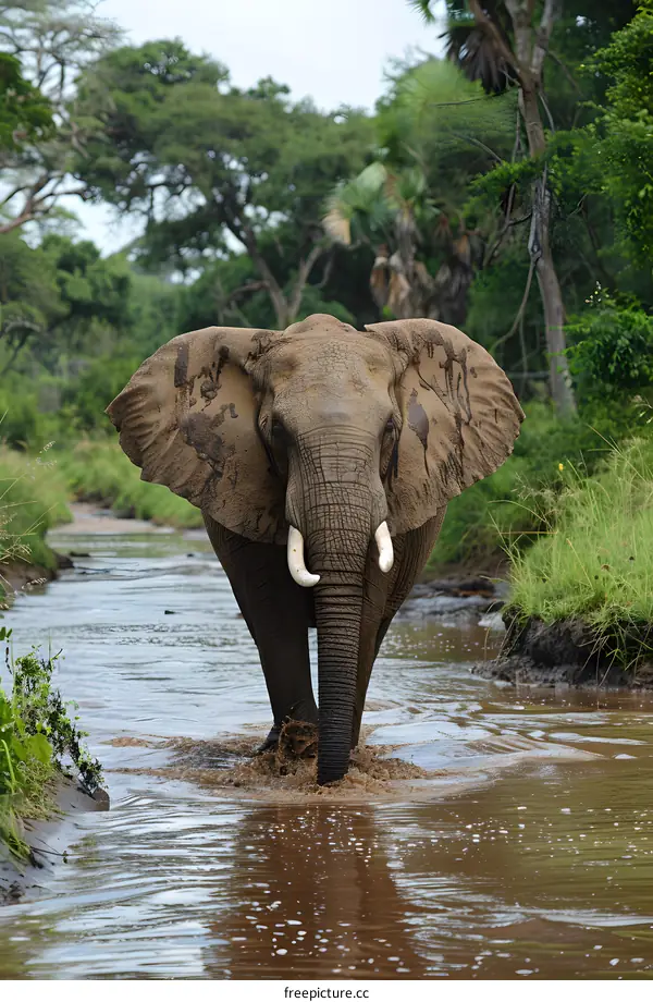 Elephant crossing river in Africa