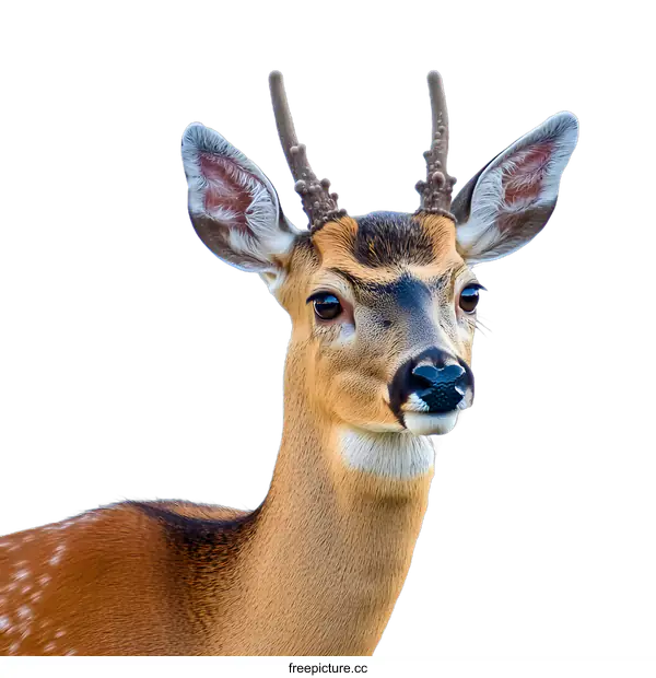 [Transparent Background PNG]Closeup Portrait of a Fawn With White Background