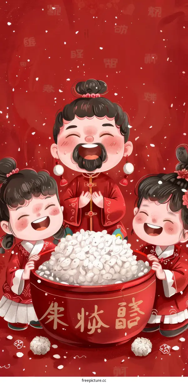 Three people celebrating Chinese new year