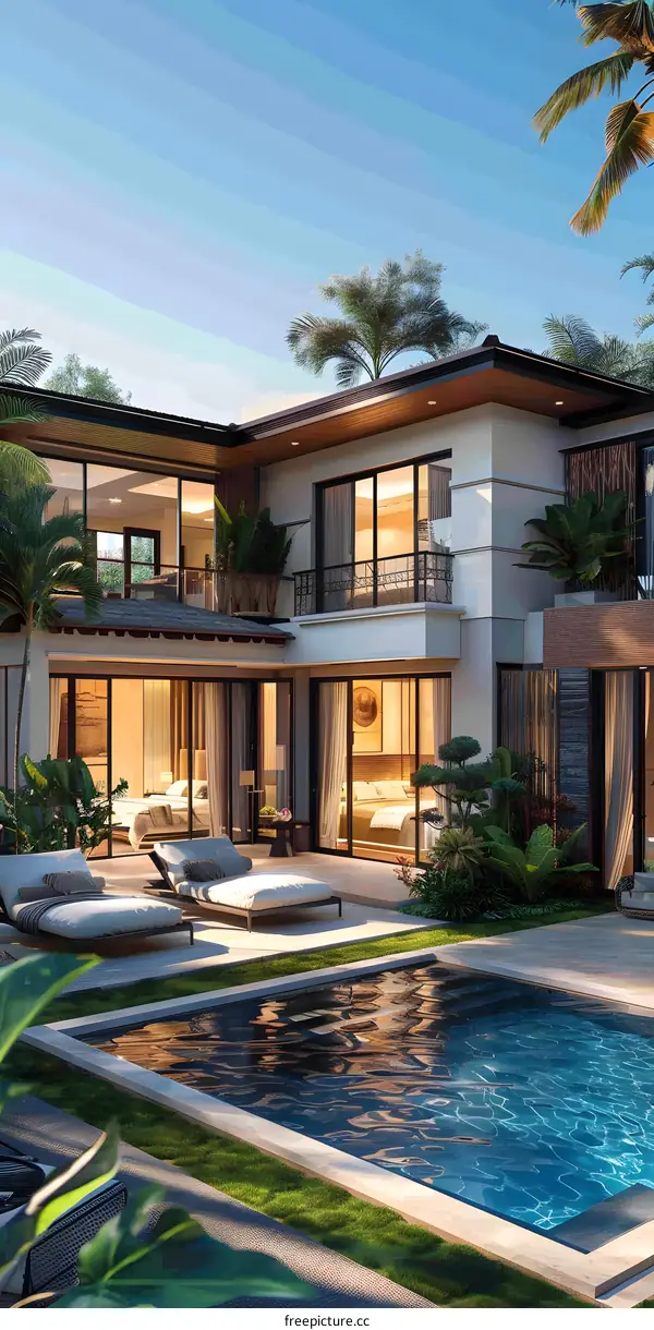 A beautiful house with a swimming pool