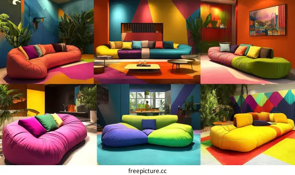 Colorful Modern Sofa Living Room Design