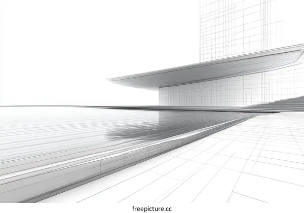 Architectural Design Wireframe Modern Building