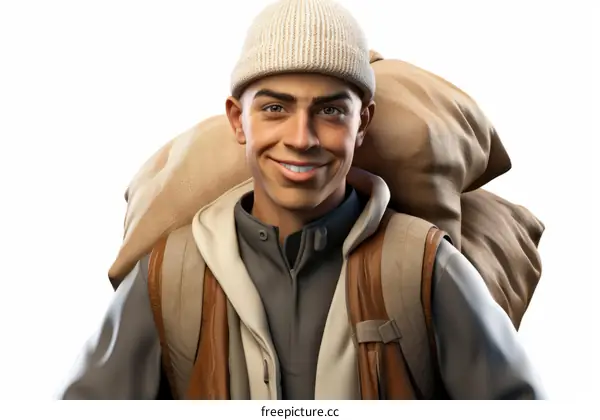 Smiling man with a backpack