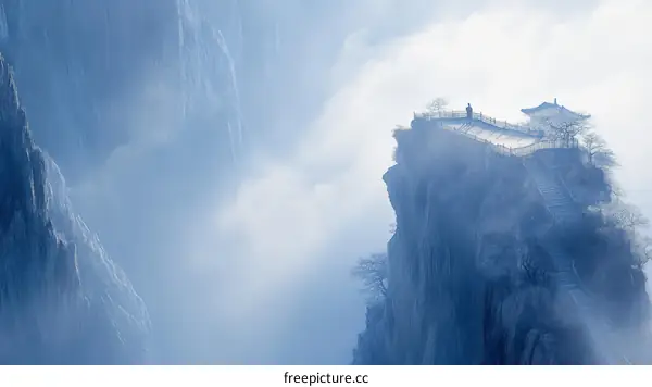 Misty Mountaintop Sanctuary in Morning Light