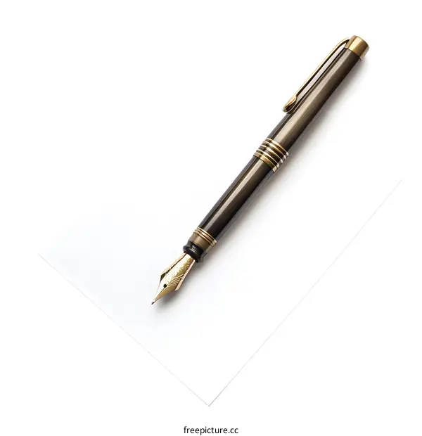 Elegant Fountain Pen on White Paper