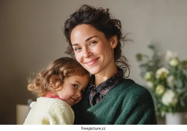 Mother and Daughter Connection Close-up Portrait
