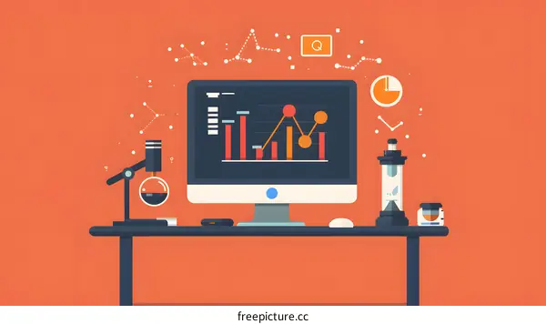 Desktop Illustration of Business and Science Analysis