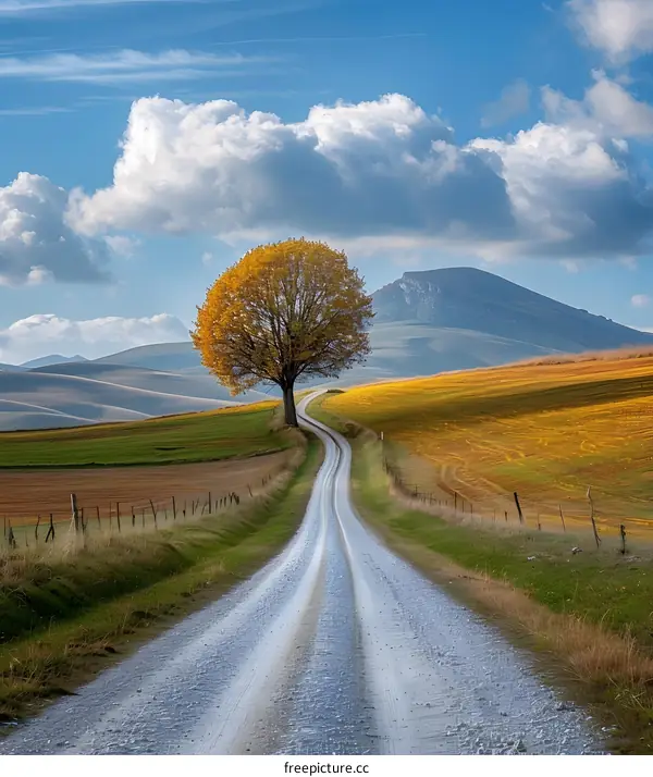 Golden Tree Lined Country Road