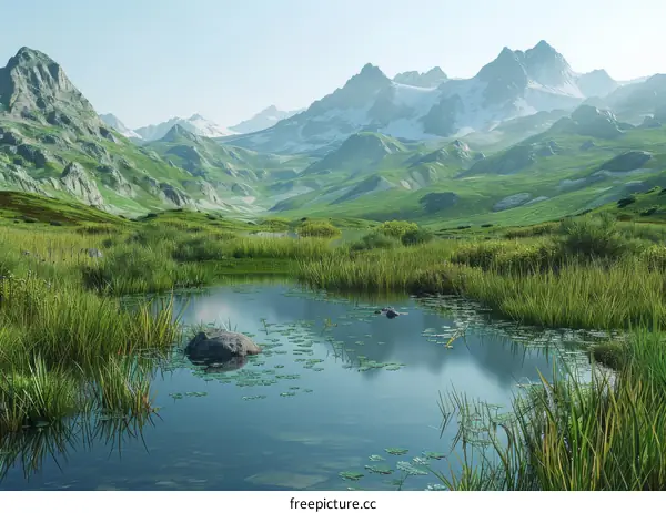 Tranquil Mountain Lake in a Picturesque Valley