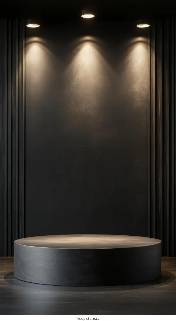 Dark Modern Empty Round Display Podium