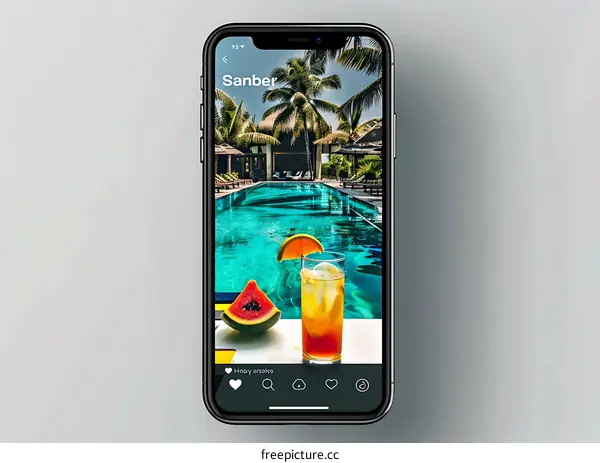 Tropical Poolside Vacation on Mobile Phone