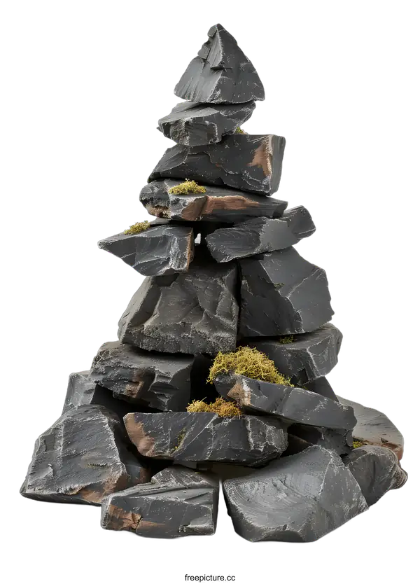 [Transparent Background PNG]Black Stone Pile On White Background