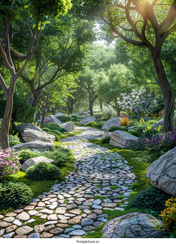 Stone Path in an Enchanting Woodland Realm