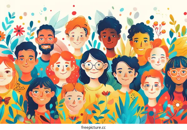 A diverse group of people of different ethnicities and cultures