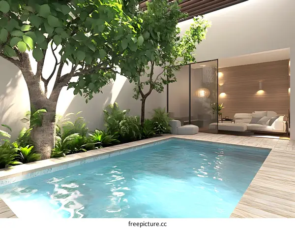 Modern Tropical Courtyard with Swimming Pool