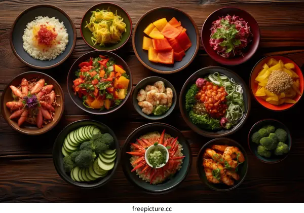 Top view of delicious and healthy food