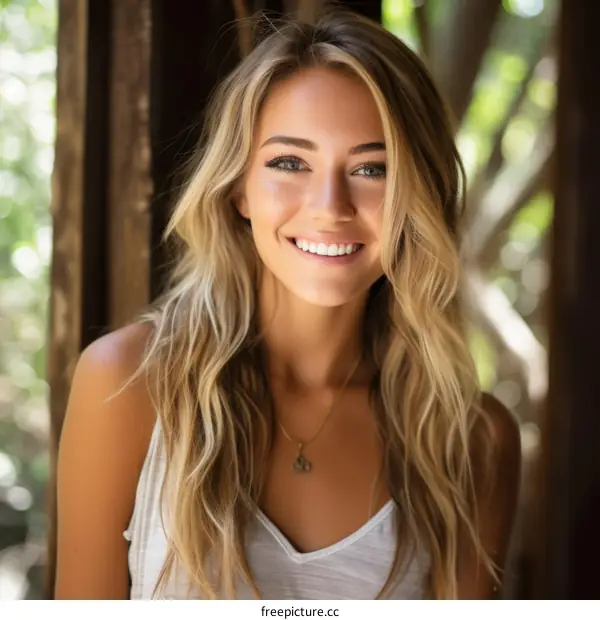 Portrait of a Smiling Blonde Woman